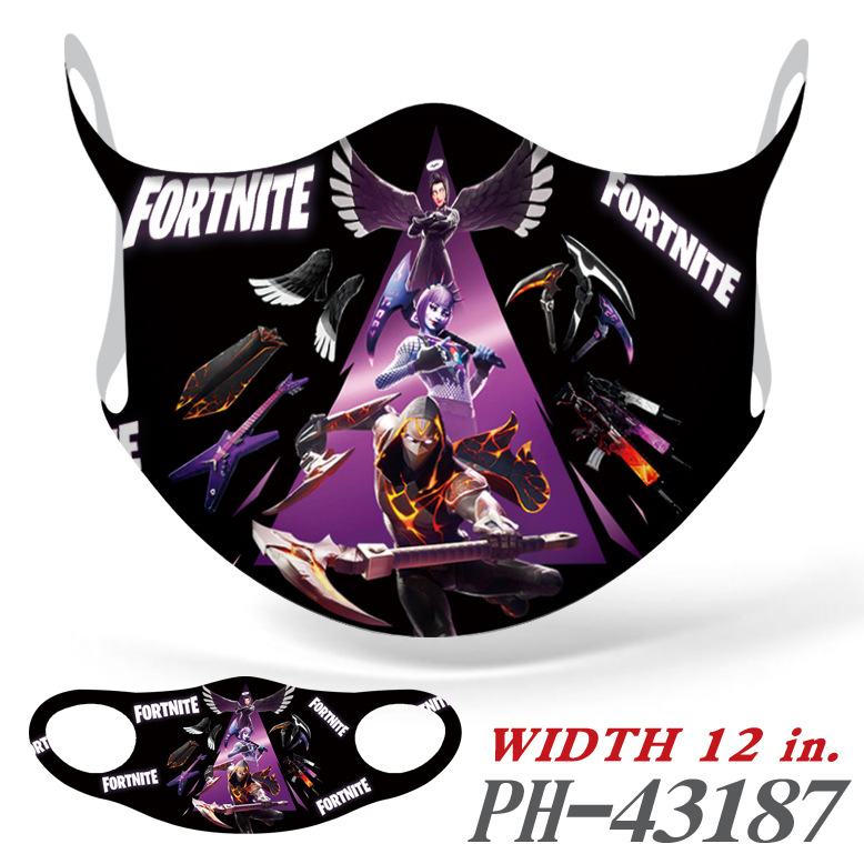 2PCS Fortnite The Printed Mask Cartoon Game Peripheral Seamless Ice Silk Dust Mask
